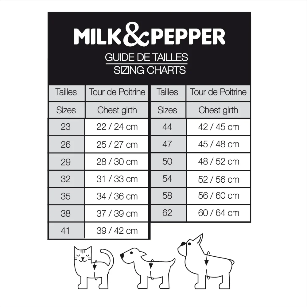 Guía de tallas de la marca Milk & Pepper Gentlecan
