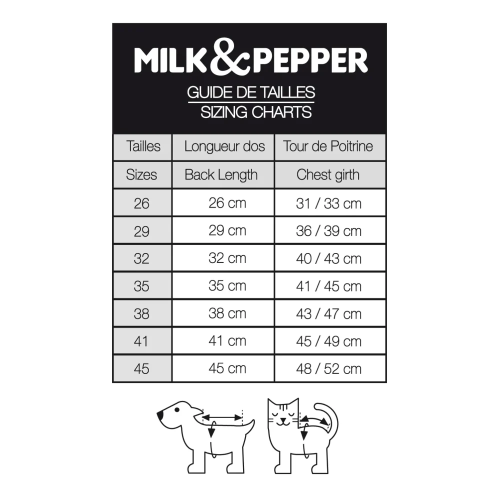 Guia de tallas Milk & Pepper Gentlecan